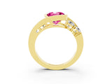 Yellow gold Bezel Set Round Cut Diamond Split Shank Ring_3