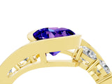 Yellow gold Bezel Set Round Cut Diamond Split Shank Ring_4