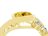 Yellow gold Bezel Set Round Cut Diamond Split Shank Ring_4