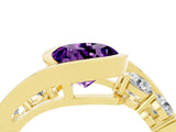 Yellow gold Bezel Set Round Cut Diamond Split Shank Ring_4