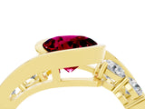 Yellow gold Bezel Set Round Cut Diamond Split Shank Ring_4