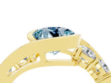 Yellow gold Bezel Set Round Cut Diamond Split Shank Ring_4