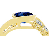 Yellow gold Bezel Set Round Cut Diamond Split Shank Ring_4