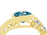 Yellow gold Bezel Set Round Cut Diamond Split Shank Ring_4