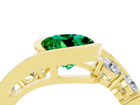 Yellow gold Bezel Set Round Cut Diamond Split Shank Ring_4