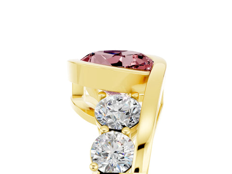 Yellow gold Bezel Set Round Cut Diamond Split Shank Ring_5