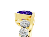 Yellow gold Bezel Set Round Cut Diamond Split Shank Ring_5