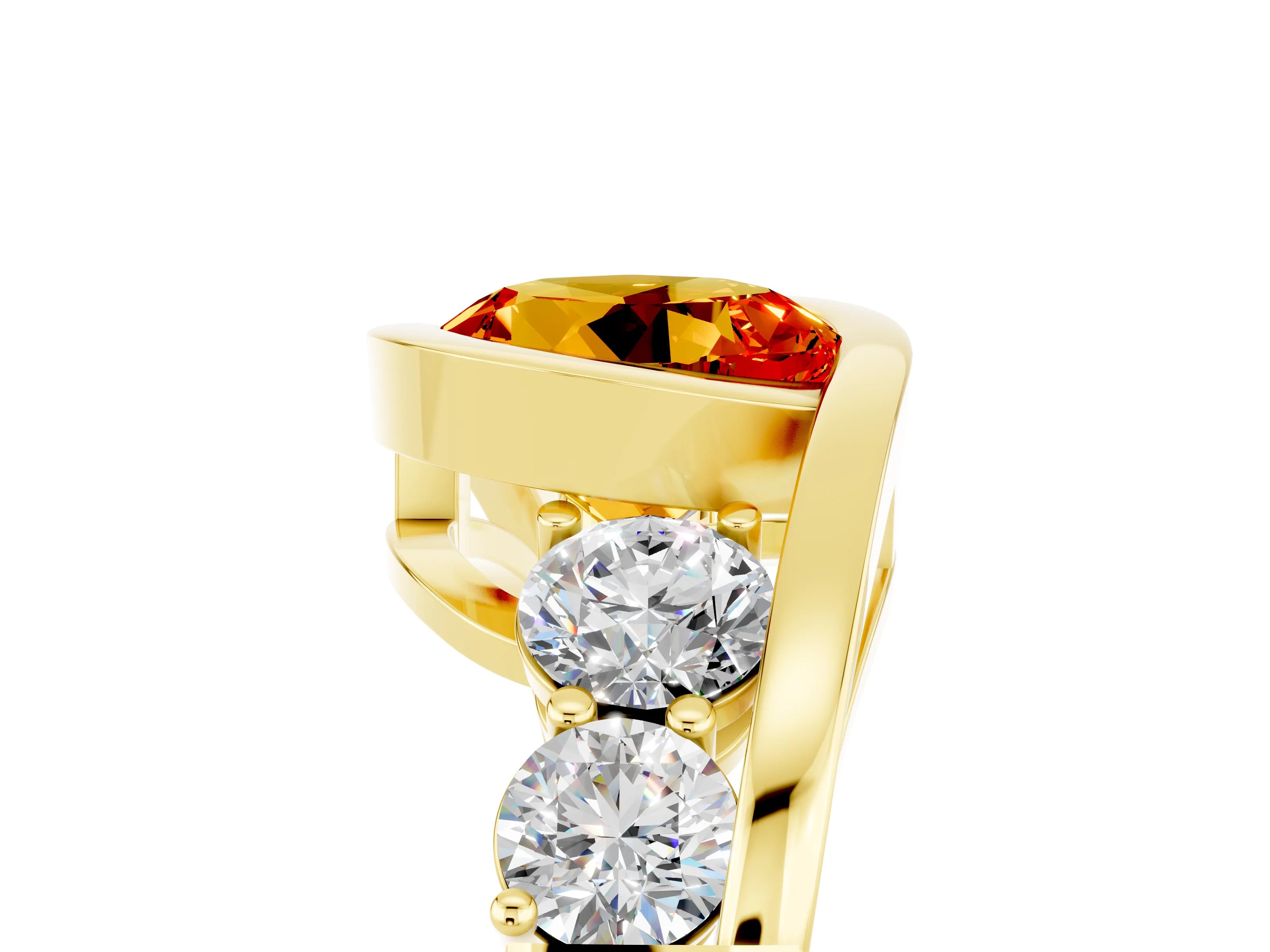 Yellow gold Bezel Set Round Cut Diamond Split Shank Ring_5
