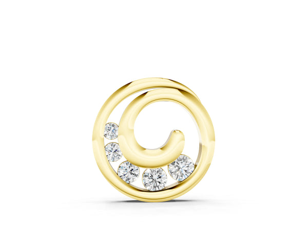 Yellow gold Bezel Set Round Cut Diamond Swirl Pendant