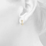 Yellow gold Bezel-Set Round Cut Drop Earrings with Post Back 4