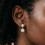 Yellow gold Bezel-Set Round Cut Drop Earrings with Post Back_11