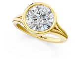 Yellow gold Bezel Set Round Cut Solitaire Ring with Tapered Band 1