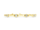 Yellow gold Bezel Set Round Diamond Bamboo Link Bracelet_2