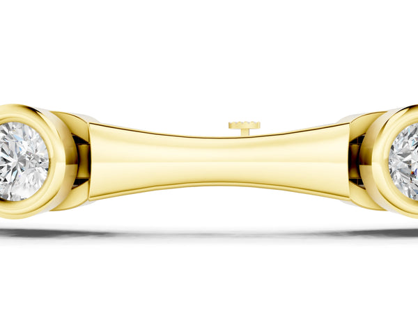 Yellow gold Bezel Set Round Diamond Bamboo Link Bracelet