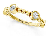 Yellow gold Bezel Set Round Diamond Beaded Band_10