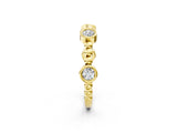 Yellow gold Bezel Set Round Diamond Beaded Band_11