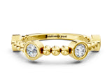 Yellow gold Bezel Set Round Diamond Beaded Band_9