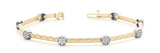 Yellow gold Bezel Set Round Diamond Braided Band Bracelet