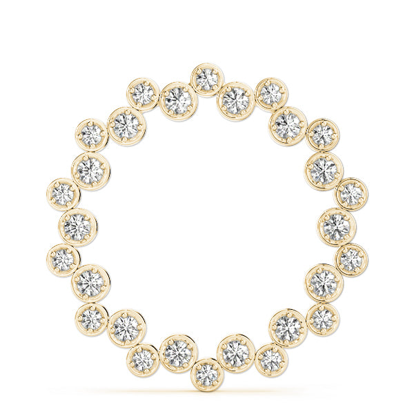 Yellow gold Bezel Set Round Diamond Circle Pendant