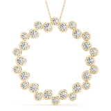 Yellow gold Bezel Set Round Diamond Circle Pendant