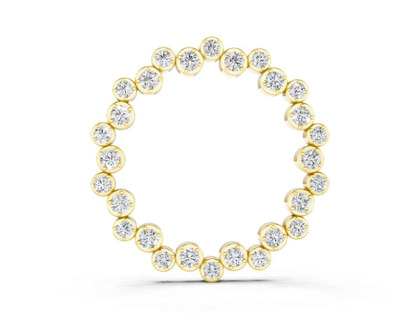 Yellow gold Bezel Set Round Diamond Circle Pendant