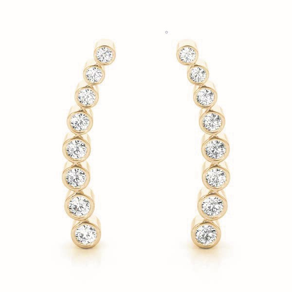 Yellow gold Bezel-Set Round Diamond Climber Earrings