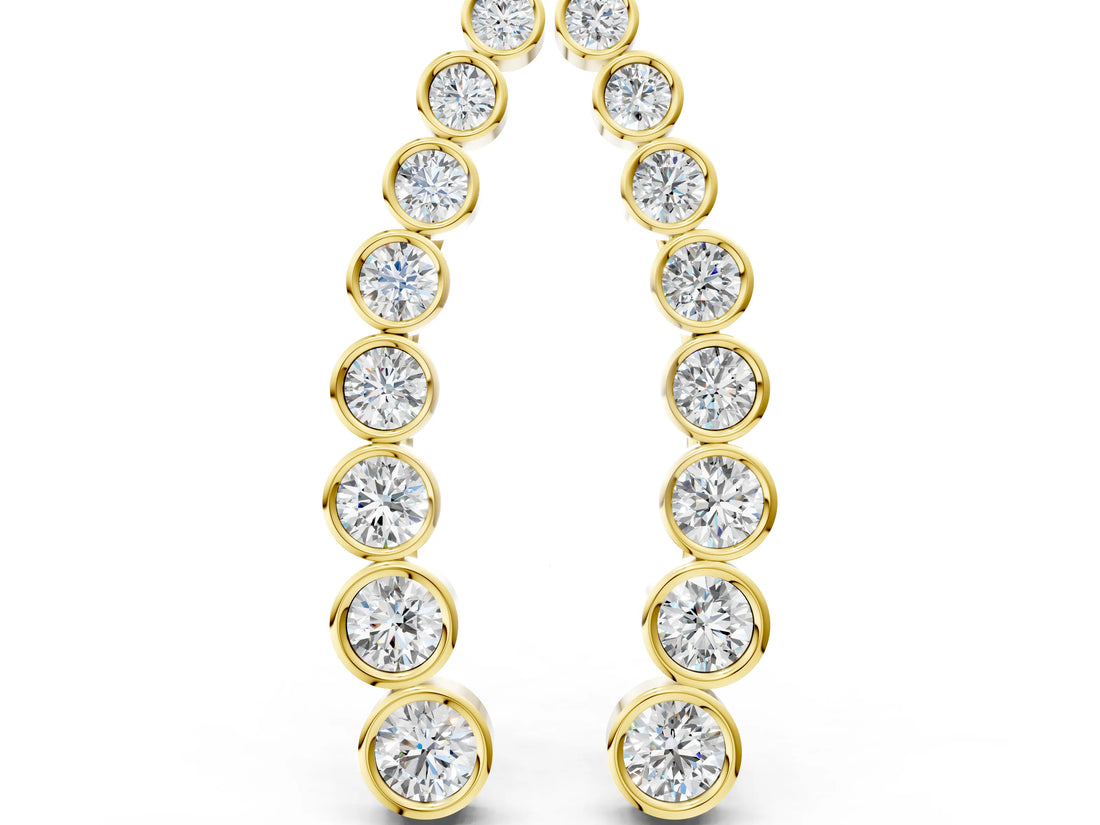 Yellow gold Bezel-Set Round Diamond Climber Earrings_12