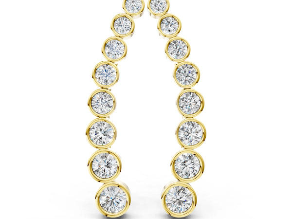 Yellow gold Bezel-Set Round Diamond Climber Earrings