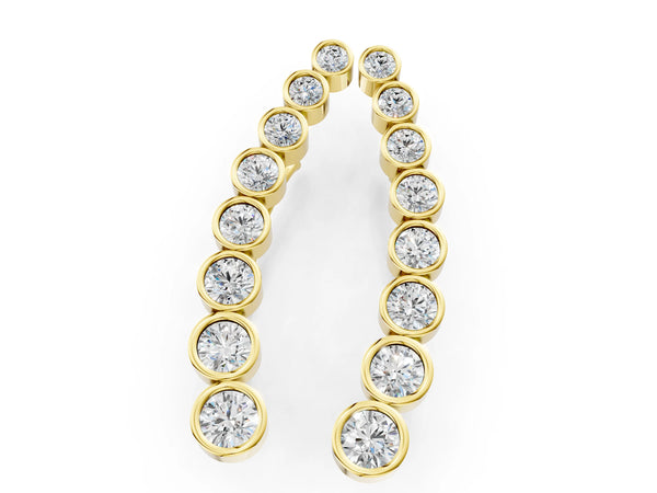 Yellow gold Bezel-Set Round Diamond Climber Earrings
