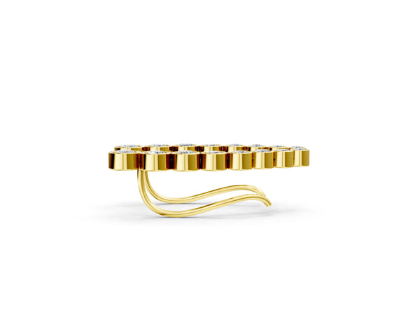 Yellow gold Bezel-Set Round Diamond Climber Earrings