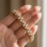Yellow gold Bezel Set Round Diamond Cluster Tennis Bracelet_22