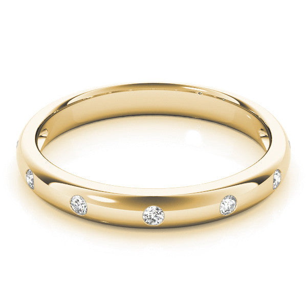 Yellow gold Bezel Set Round Diamond Comfort Fit Band 1