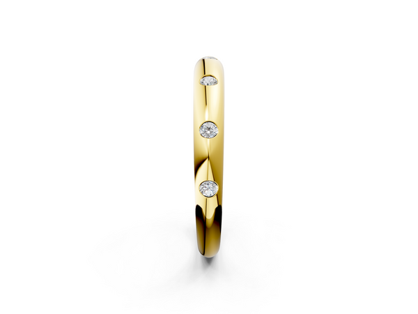 Yellow gold Bezel Set Round Diamond Comfort Fit Band