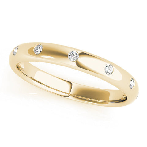 Yellow gold Bezel Set Round Diamond Comfort Fit Band