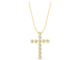Yellow gold Bezel-Set Round Diamond Cross Pendant_48