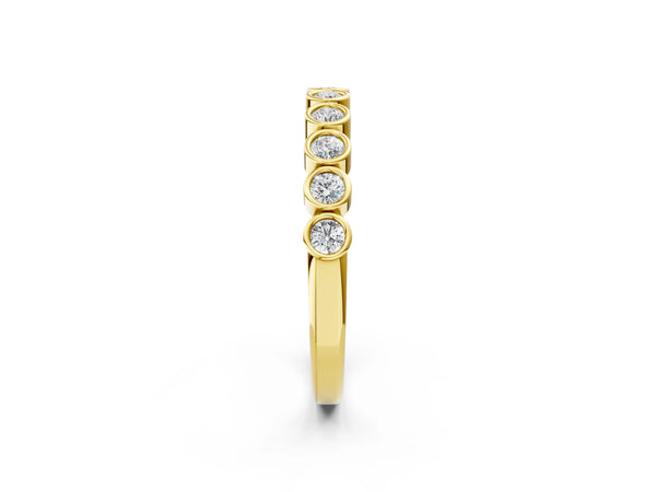 Yellow gold Bezel Set Round Diamond Eternity Band