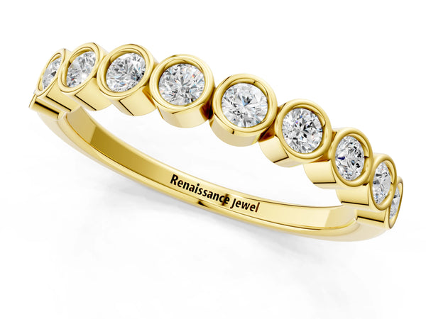 Yellow gold Bezel Set Round Diamond Eternity Band