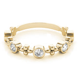 Yellow gold Bezel Set Round Diamond Floral Eternity Band 1