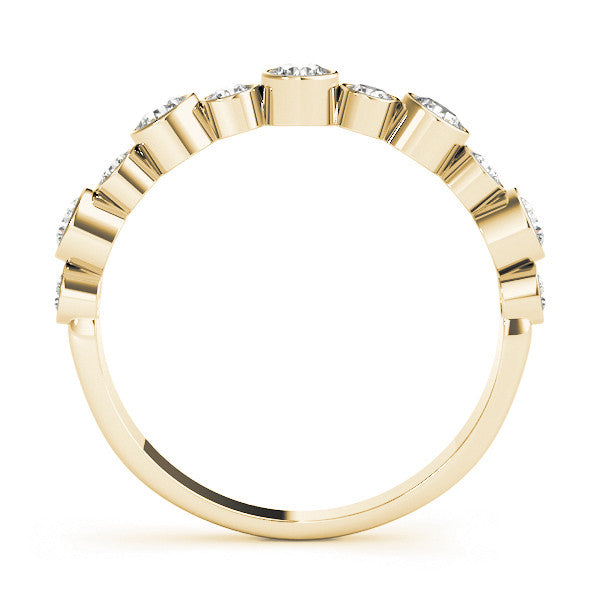 Yellow gold Bezel Set Round Diamond Half Eternity Band 2