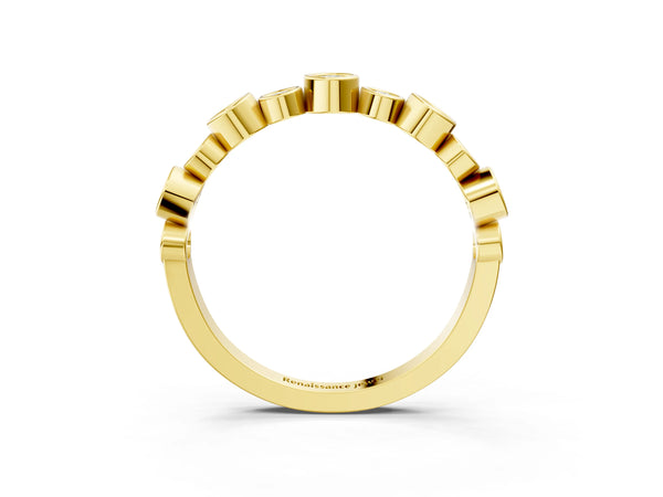 Yellow gold Bezel Set Round Diamond Half Eternity Band