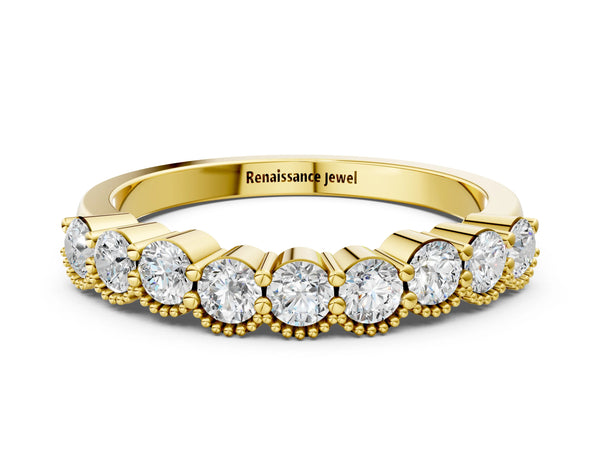 Yellow gold Bezel-Set Round Diamond Half Eternity Band
