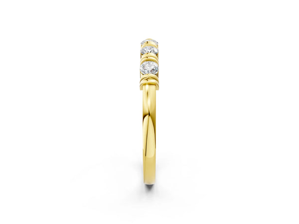 Yellow gold Bezel-Set Round Diamond Half-Eternity Band