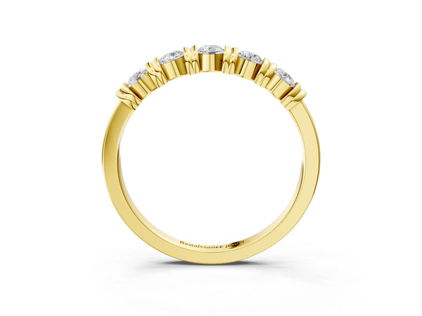 Yellow gold Bezel-Set Round Diamond Half-Eternity Band