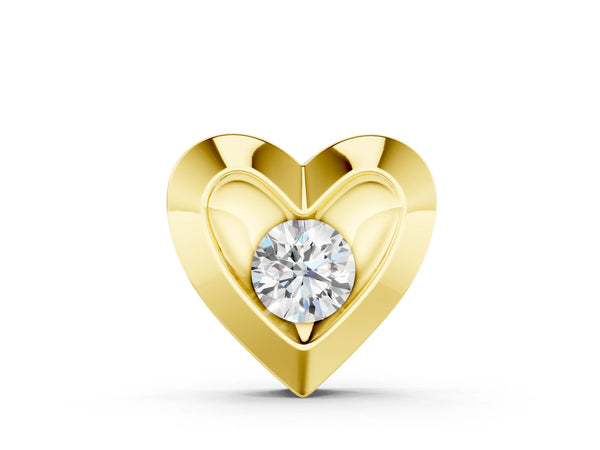 Yellow gold Bezel-Set Round Diamond Heart Pendant