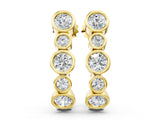 Yellow gold Bezel Set Round Diamond Hoop Earrings_19