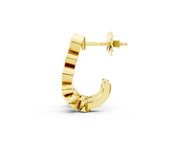 Yellow gold Bezel Set Round Diamond Hoop Earrings