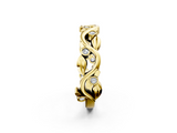 14K Yellow Gold Bezel Set Round Diamond Leaf Eternity Band