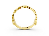 14K Yellow Gold Bezel Set Round Diamond Leaf Eternity Band