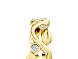 14K Yellow Gold Bezel Set Round Diamond Leaf Eternity Band