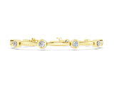 Yellow gold Bezel Set Round Diamond Link Bracelet with Box Clasp_2